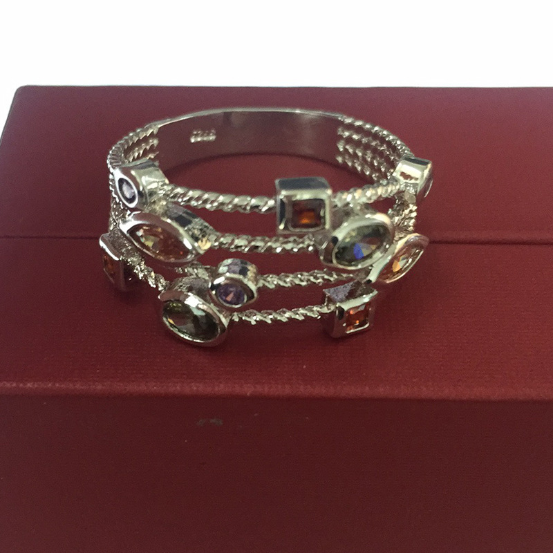 Metal Material 1 Piece Geometric Colorful Rings Metal Zircon Women'S Retro Rings