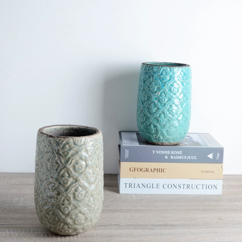 Внешняя торговля ручной работы керамический цветочный горшок керамогранит Европейский стиль ретро лед трещины глазури Виноградная лоза завод тонкий высокий старый ворс мясистый цветочный горшок