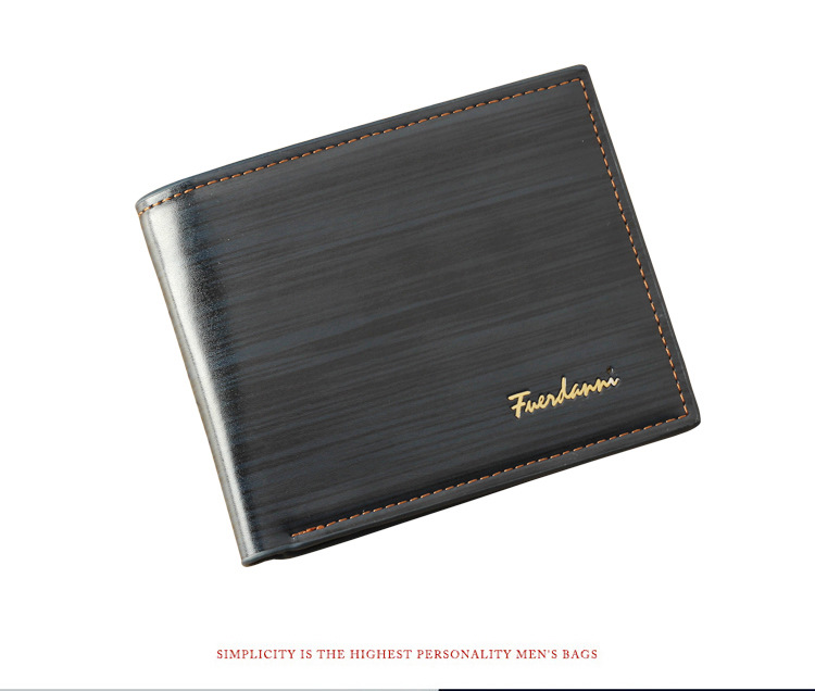 105g Weight Polyester Lining Material Open Closure Type Business, Travel Occasion Pu Leather Material Solid Color Pattern All Seasons Season Men'S Gender Basic Style Square Shape Blue Color New Men's Wallet Korean-style Short Wallet Glossy Wallet Fashion Loose-leaf Soft Leather Beauty Wallet Factory Wholesale 14