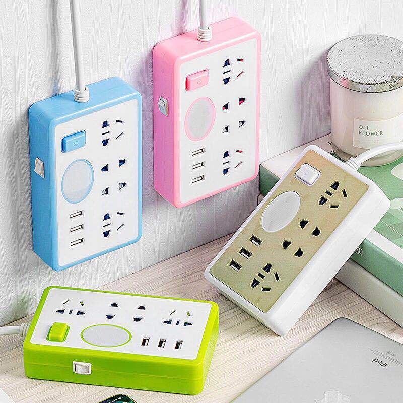 新国标一转多带夜灯儿童安全防护门智能USB充电插座转换器排插