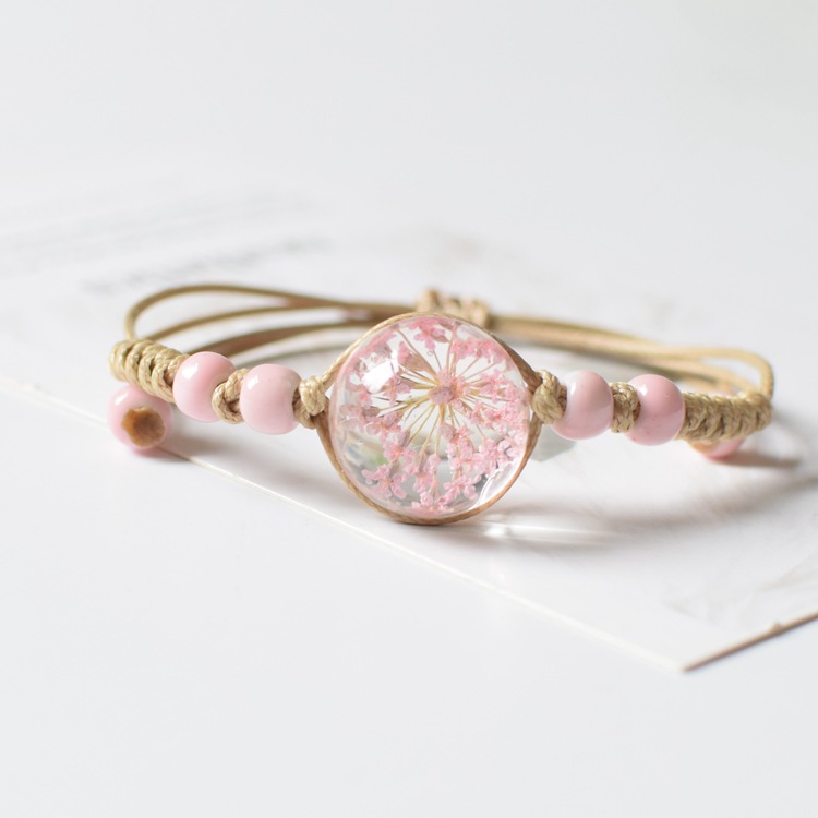 thumbnail image 1 of flor seca de Gypsophila pulsera de flores inmortalizadas joyería de regalo para novias de Japón y Corea del Sur joyería de flor de durazno transfronteriza popular rosa aliento de bebé uno, 1 of 2