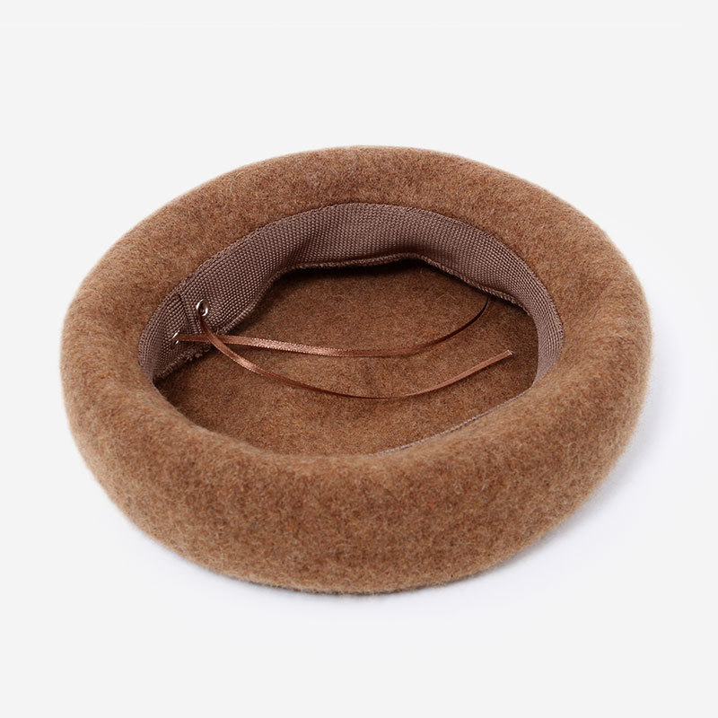 日韩版新款休闲加厚蘑菇型深檐贝雷帽画家帽羊毛呢可调节抽绳帽子