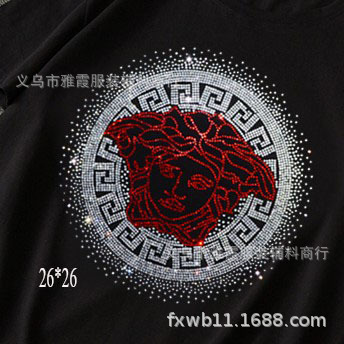 服装烫钻　胸前烫钻图案　大尺寸烫钻图案　T恤烫钻烫图批发