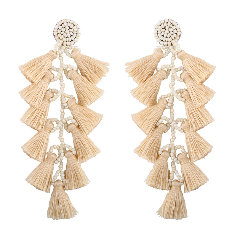 Long Bohemian Multi-layer Tassel Earrings Wholesale display picture 5