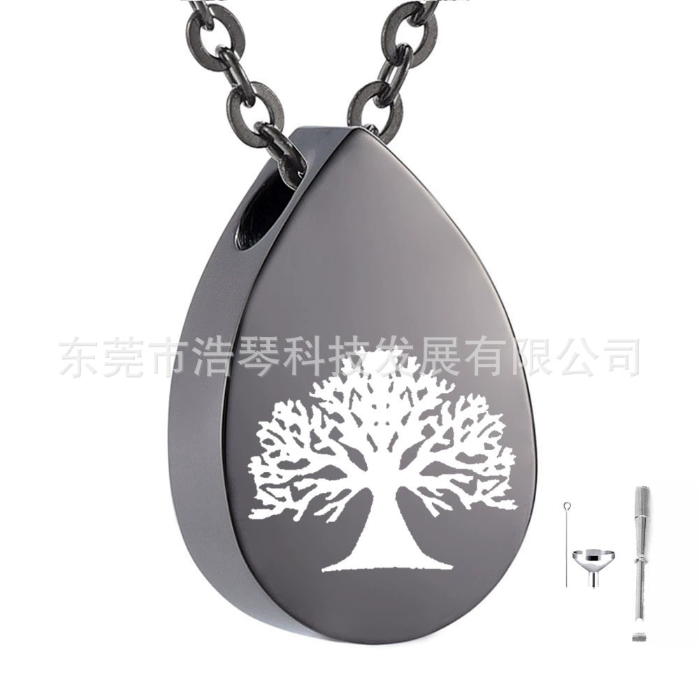 Мемориал шерсть домашних животных остается кость пепел ожерелье из нержавеющей стали в форме капли Дерево жизни пепел коробка кулон флакон духов