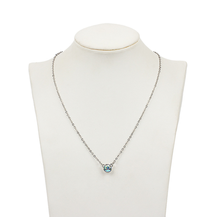 Wish Cross-Border New Accessories Simple and Stylish Personality Color Zircon Necklace Temperament W