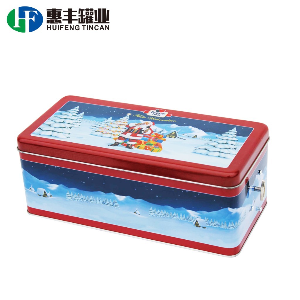 生产圣诞老人铁罐 礼品长方收纳盒 雪人赠品罐音乐铁盒 tin cans