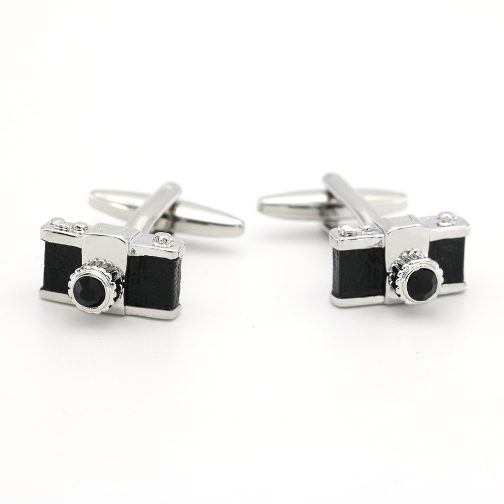 Black and White Diamond Camera Camera Cufflinks Men's Cuffnails French Shirt Button Jewelry Gift in stock Wholesale