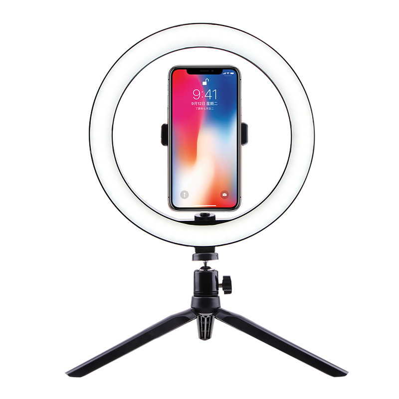 Luz de relleno de trípode de escritorio Soporte de transmisión en vivo para teléfono móvil de múltiples cámaras Anchor Belleza Selfie Fotografía Luz de iluminación de anillo