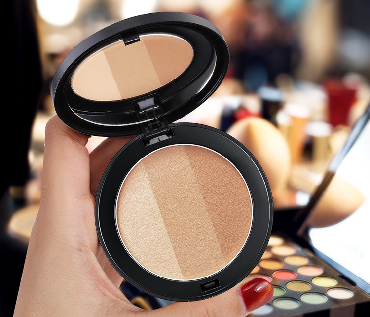 Fashion Three-color Contouring Powder Three-dimensional Dual-use Brightening Highlighter Powder display picture 2