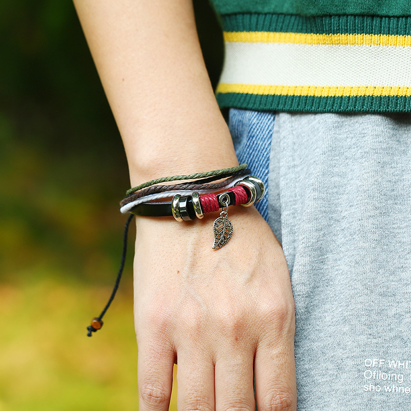 Style Coréen À La Mode Bijoux Étudiant À La Main Tressé En Cuir Bracelet Multicouche Simplicité Versatile Vintage Véritable Bracelet En Cuir Poignet Chaîne display picture 5