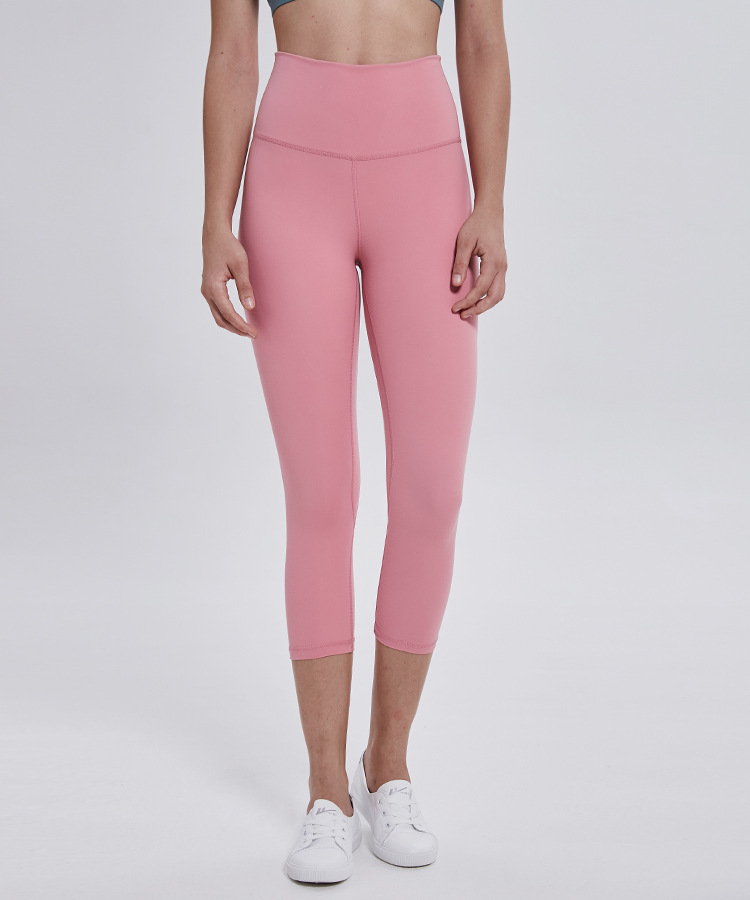 Pantalon de Yoga Double face, simple mouture, couleur chair, Capris, sport, course à pied, Fitness, collants élastiques à séchage rapide, nouvelle collection 2022_voghion.com