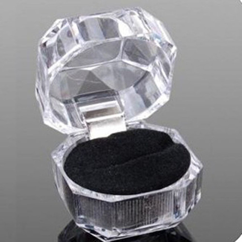Factory Direct Supply Transparent Crystal Felt Lining Stainless Steel Ring Box Earring Stud Earrings Accessories Box