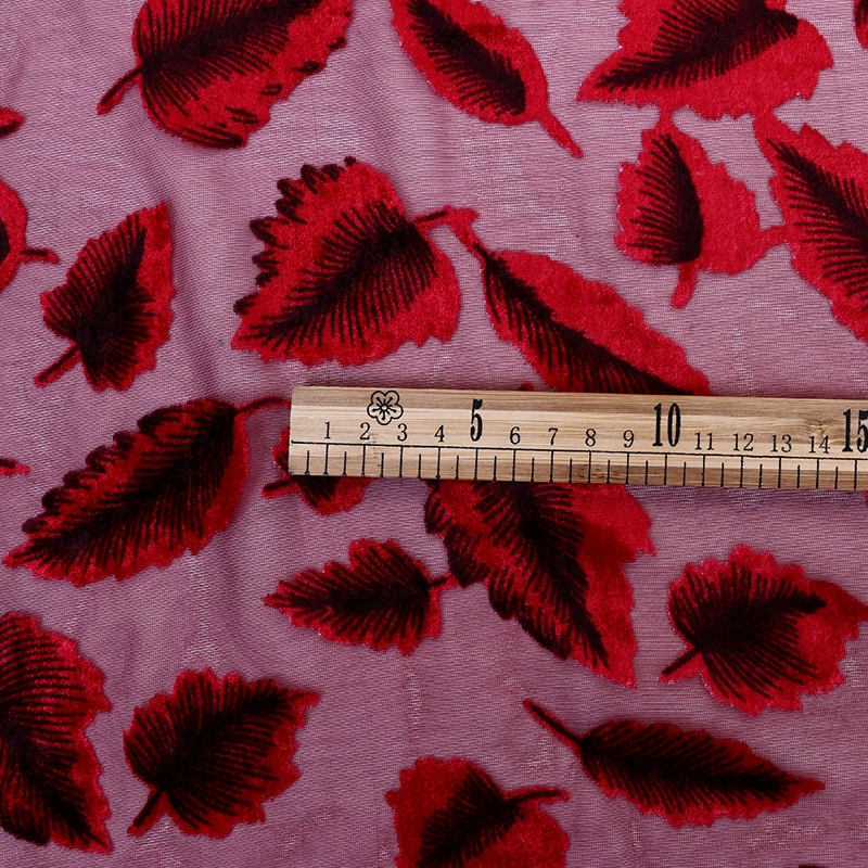 定先 Velvet Clothing Accessories Crafts Packaging Wedding Background Burnt Hawthorn Red Leaves Factory Direct Sales