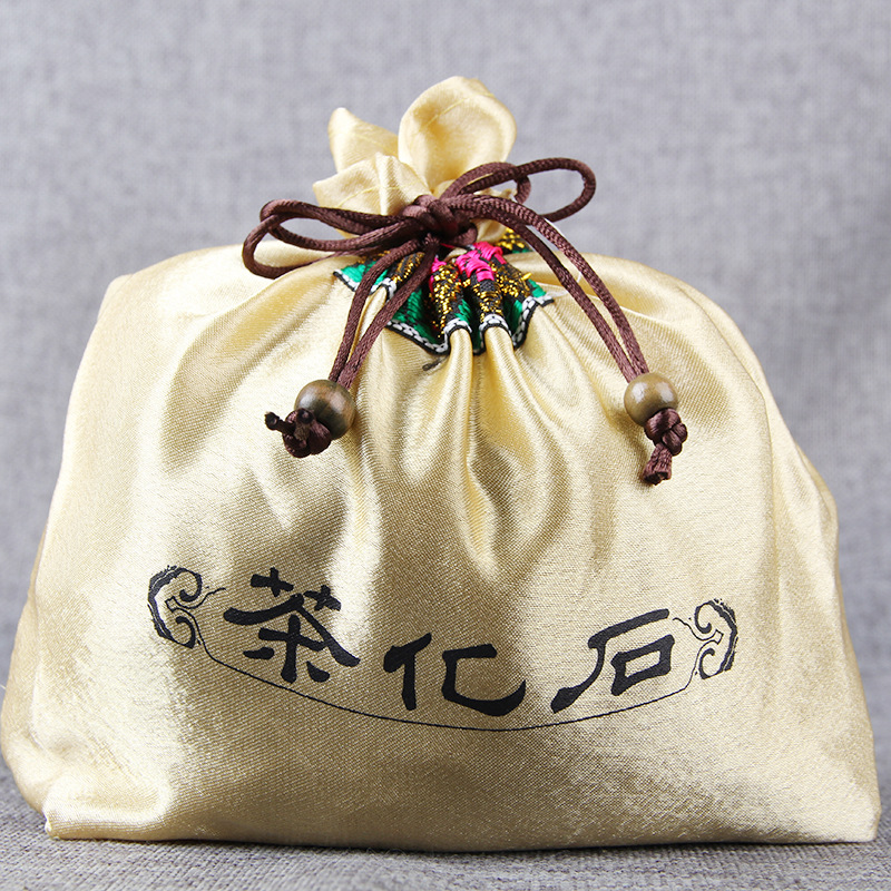 批发 云南普洱茶布袋 加厚束口绸缎袋   碎银子茶化石500克装