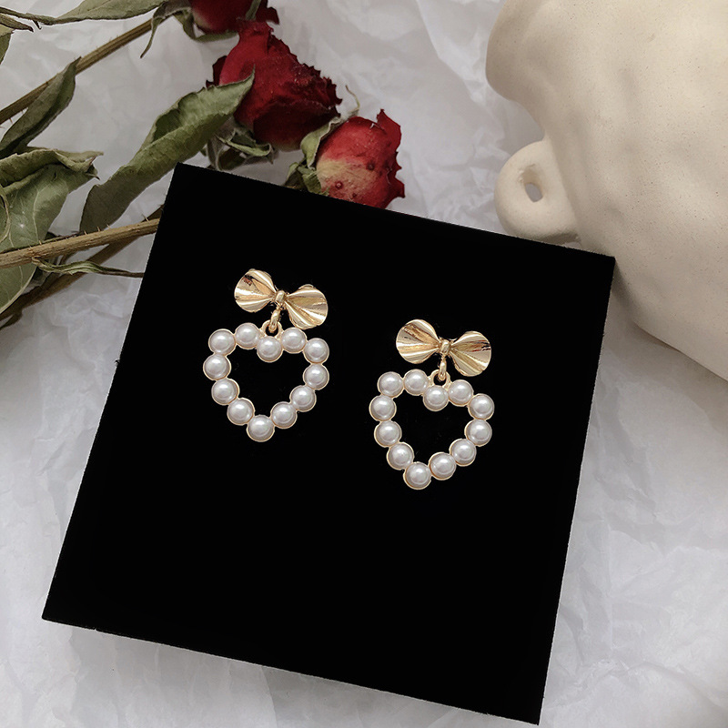 Bowknot love earrings female Korean temp...