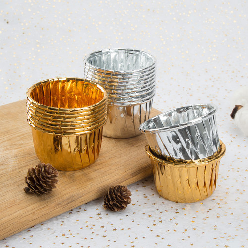 Gold and silver paper cup baking cake paper cup muffin cup cake paper holder coated rolled edge muffin chiffon cup 50 pieces