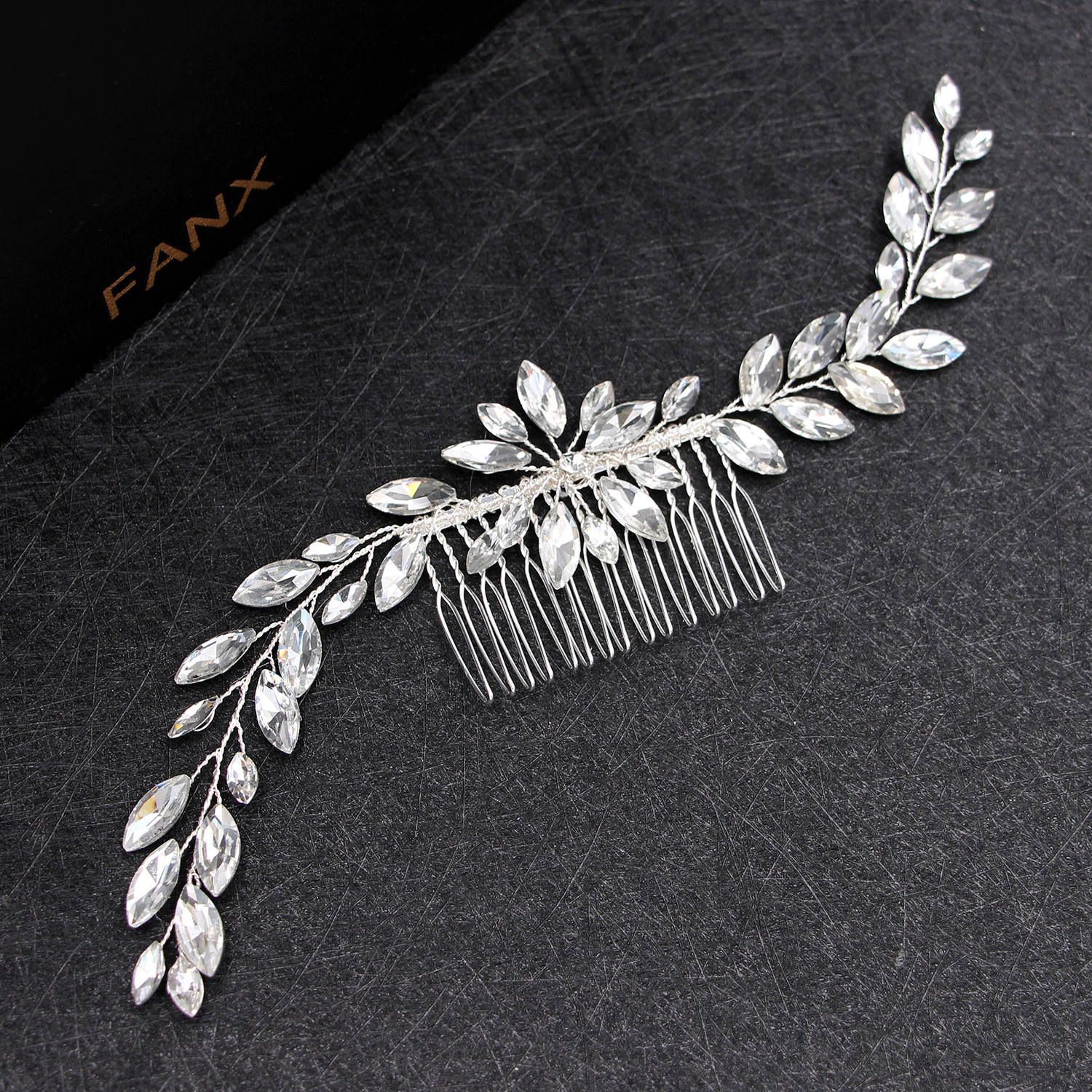 Insert comb Hair Accessories Type Glam Bridal Shiny Geometric Metal Rhinestone Insert Comb
