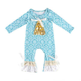 欧美宝宝圣诞树款舒适爬服 外贸热卖婴幼儿连身衣裤厂家直销