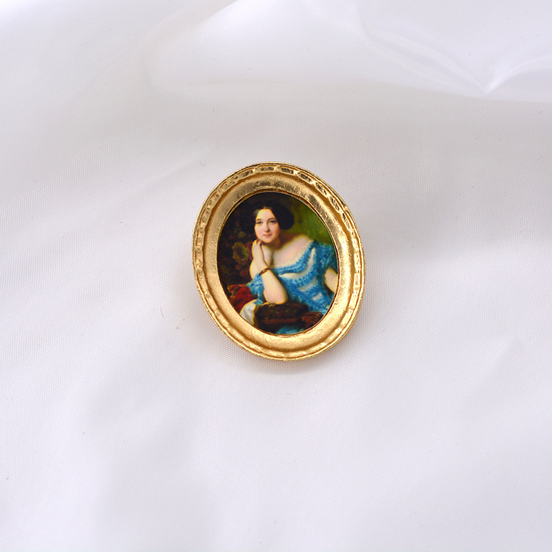 2019 Nouveau Rétro Exagérée Renaissance Peinture À L'huile Dame Baroque Broche Vêtements Accessoires En Gros display picture 16