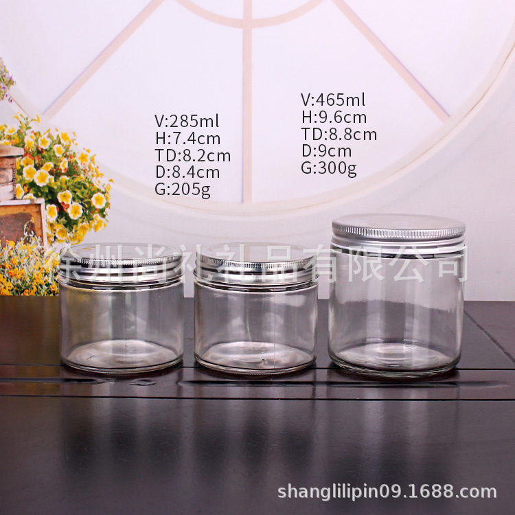 可设计logo瓶型厂家供应现货直筒食品分装玻璃罐透明储物罐玻璃瓶