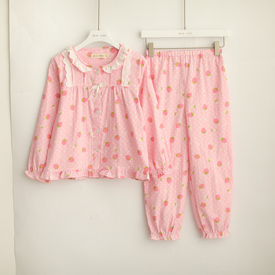 new pattern children Long sleeve trousers suit Home Furnishings Small strawberries Children's clothing pajamas Wholesale children's clothing