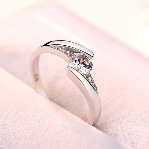 S925 sterling silver ring Korean style noble ring classic closed female ring Korean style diamond ring wedding ring diamond ring wholesale