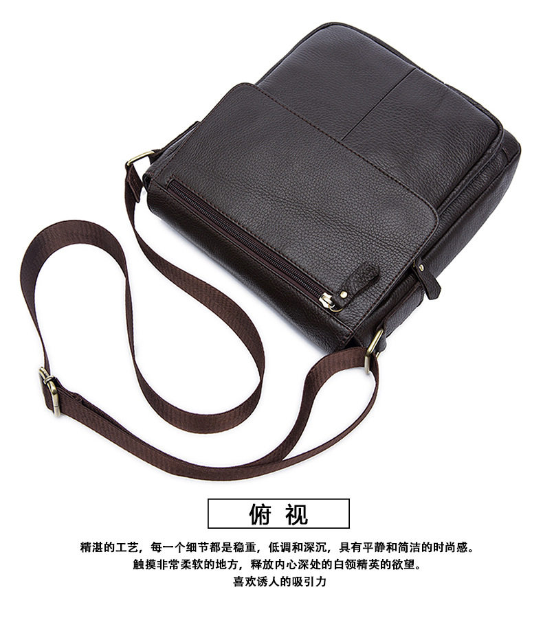 Túi đeo chéo nam da bò thật 24×8×27 cm nắp gập — Xanh quân đội, nâu, Màu đen, Cà phê chi tiết 45