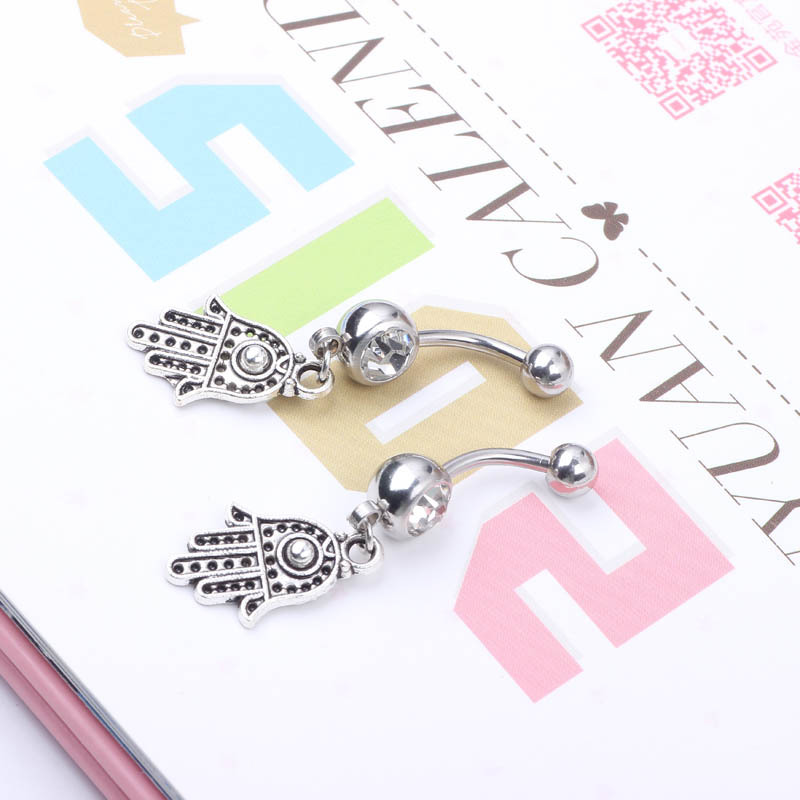 New Popular Huashan Hand Pendant Belly Button Ring Navel Stud Ear Studs Body Jewelry Stainless Steel detail image 11