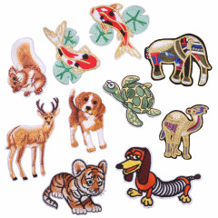 Jiu Shao New Cartoon Animal Embroidery Cloth Stickers Elephant Goldfish Patch Stickers Children's Clothing Hat Decoration Cloth Stickers