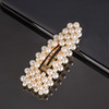 Woven hairgrip handmade, hair accessory from pearl with bow, hairpins, Korean style, internet celebrity, simple and elegant design