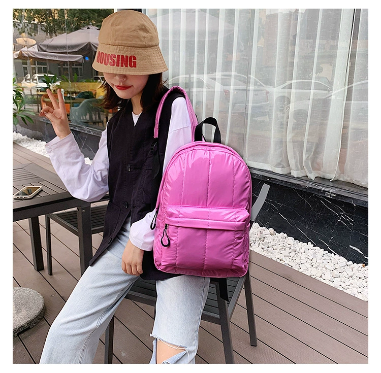 stylish and comfortable backpacks Winter Warm Ultra-Light Fluffy Space Women's Backpack Glossy Nylon Female Travel Bag Quilted School Backpack for Girls Teenager stylish rucksack