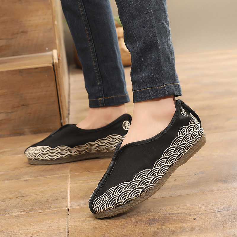 老北京布鞋男潮春季一腳蹬懶人青年社會古裝演出唐鞋復古男鞋