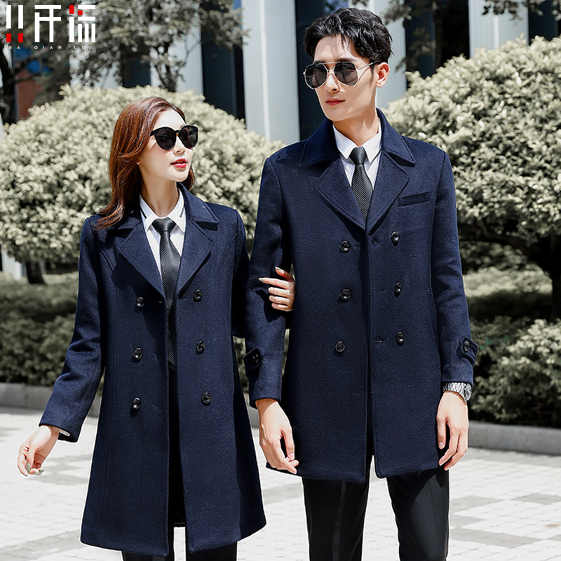 职业装毛呢大衣男女秋冬酒店前台售楼部物业外套呢子中长款工作服