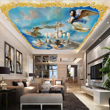 大型3d欧式吊顶墙纸油画人物无缝大型壁画客厅天花板顶棚壁纸墙布