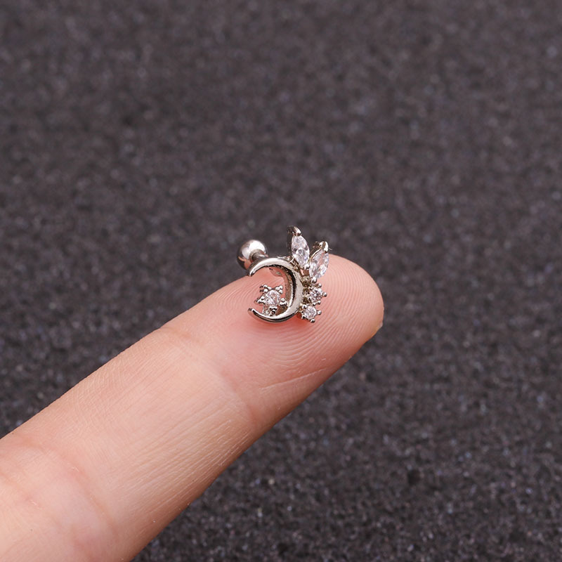 Ear Cartilage Rings & Studs Fashion Star 316 Stainless Steel  Copper Zircon display picture 13