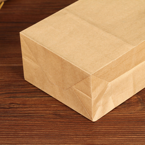 Kraft paper bag, square bottom bag, disposable storage bag, baked food packaging, coated oil-proof takeaway bag