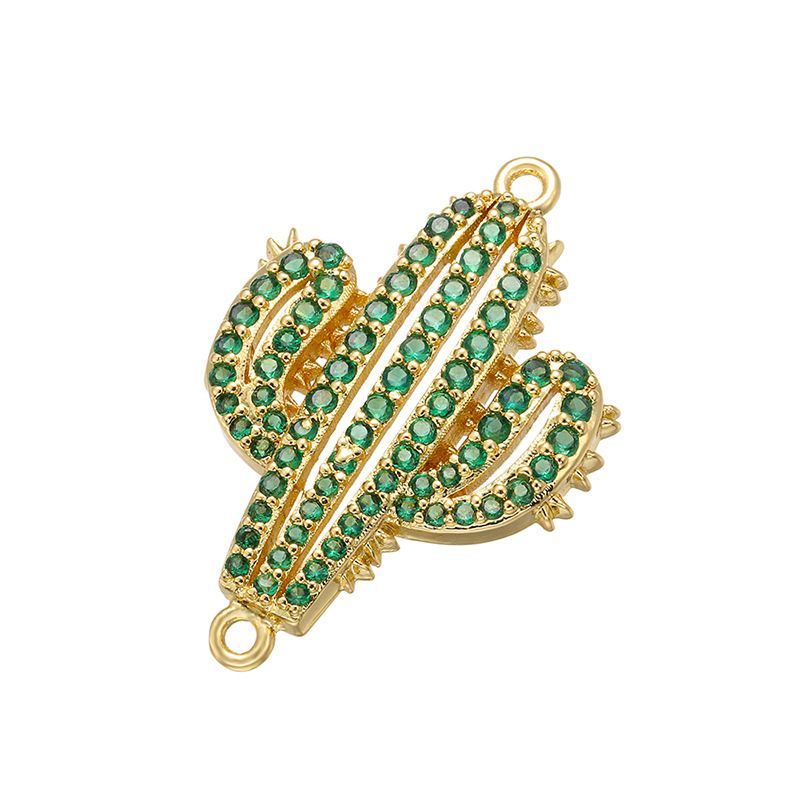 Moda Micro Verde Con Incrustaciones De Circonio Cactus Pulsera Collar Colgante Al Por Mayor Nihaojewelry display picture 1