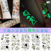 Космический корабль, детские милые наклейки для тату, луна, мультяшная наклейка