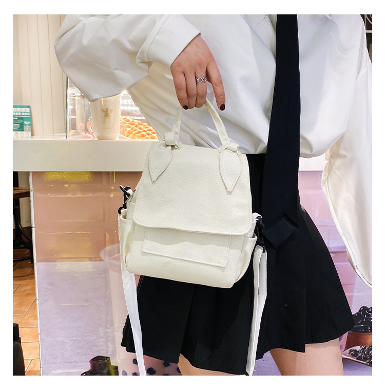 Korean New Fashion Simple And Versatile Solid Color Girl Canvas Shoulder Bag Student Bag display picture 13