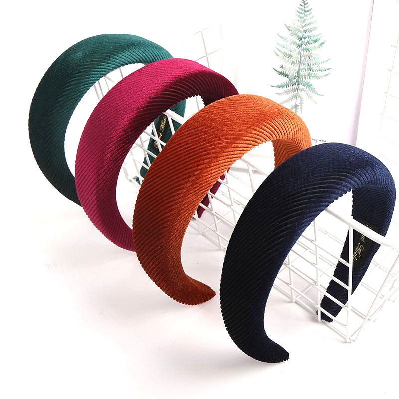 Solid Color Twill Corduroy Sponge Hair Hoop Fashionable Lady display picture 4