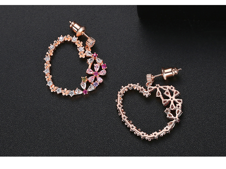 Earrings Korean Fashion Ladies Copper Inlaid Zirconium Heart Earrings display picture 5