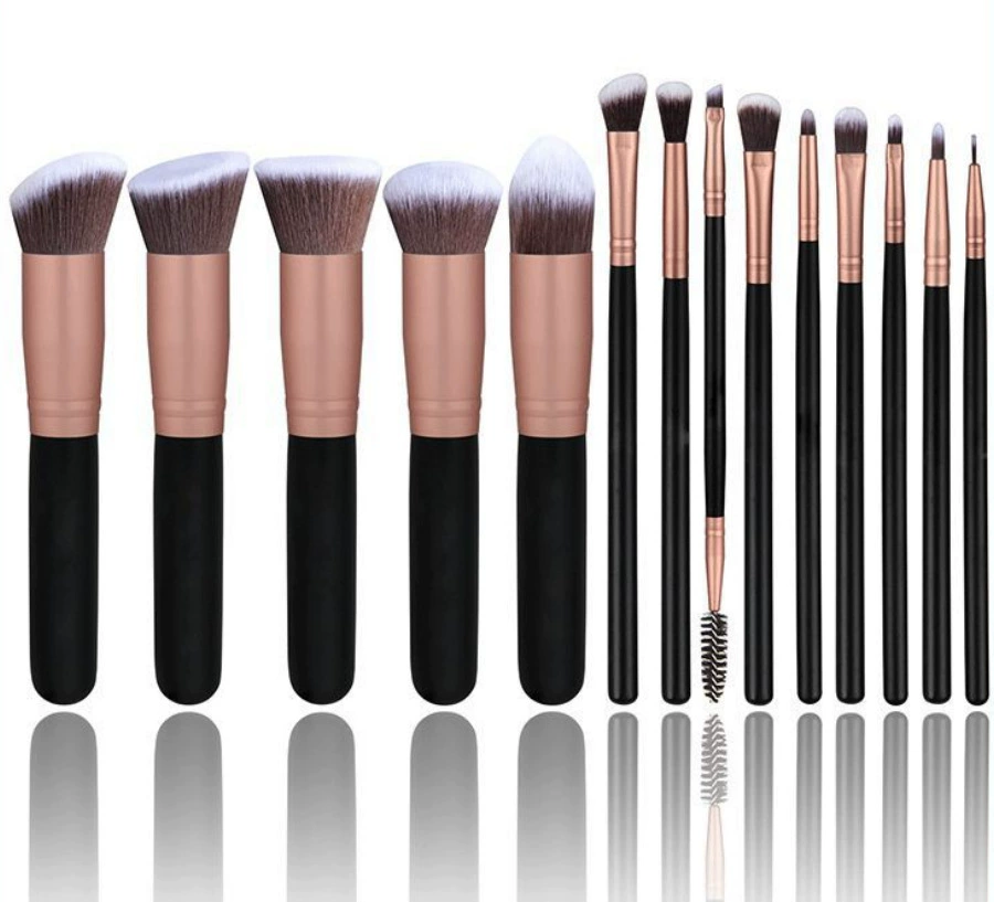 Golden brush contains rose, 14 pieces