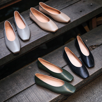 铂帝思2019新款春季单鞋 女 平底平跟真皮浅口小皮鞋工厂免费代理