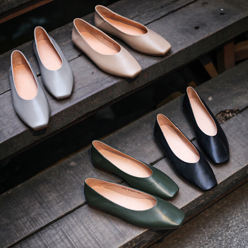 铂帝思2019新款春季单鞋 女 平底平跟真皮浅口小皮鞋工厂免费代理