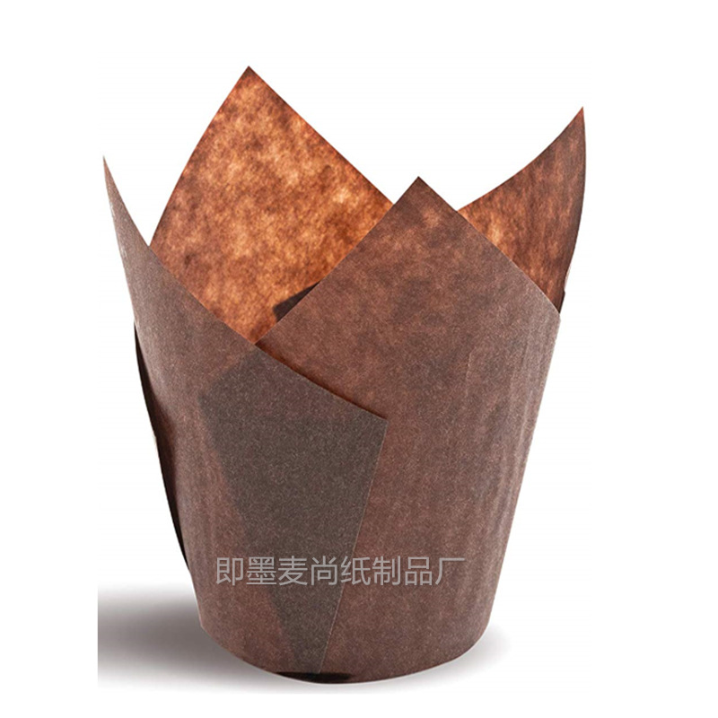 Taza de papel de pastel de tulipán de color natural de café blanco grande para hornear taza de papel de llama bandeja de papel a prueba de aceite taza de papel de pastel de muffin