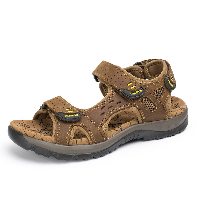 Summer men's sandals top layer cowhide b...