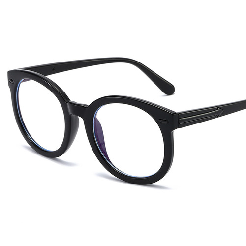 New anti-blue light glasses frame with rice pin flat lenses and retro arrow design, suitable for myopia up to 28050