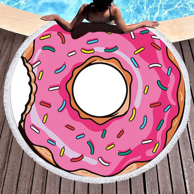 廠家直銷圓形印花沙灘巾超細纖維沙灘墊曼陀羅圖案披肩可定制LOGO