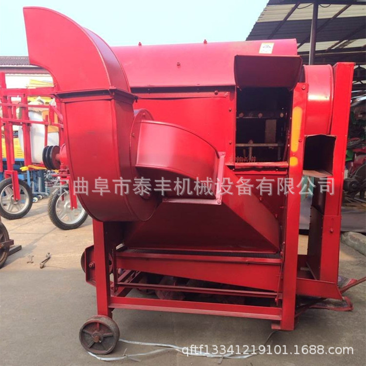 100型电动谷物脱粒机 农场小型移动式脱粒机 农作物粮食脱粒机